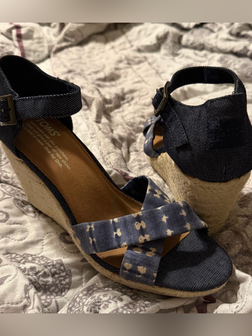 TOMS dark denim NEW Wedge Sandals